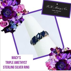MACY’S Gorgeous Triple Amethyst Sterling .925 Ring